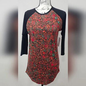 LuLaRoe Women's Randy 3/4 Raglan Sleeve T-Shirt SZ XS Soft Stretch Fall Color